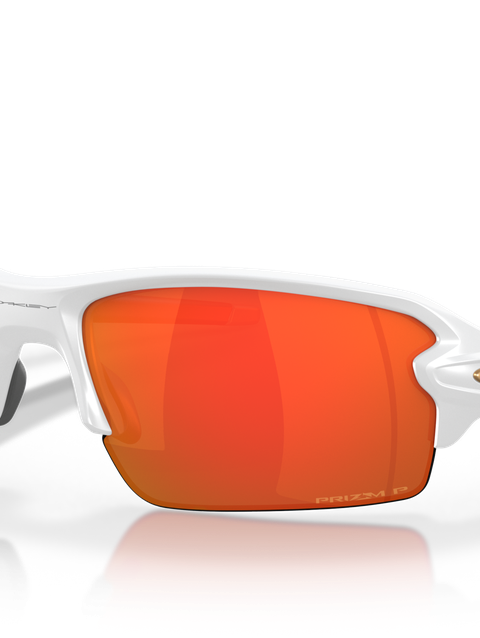 Flak® 2.0 (Low Bridge Fit) prizm ruby polarized Lenses, matte white Frame